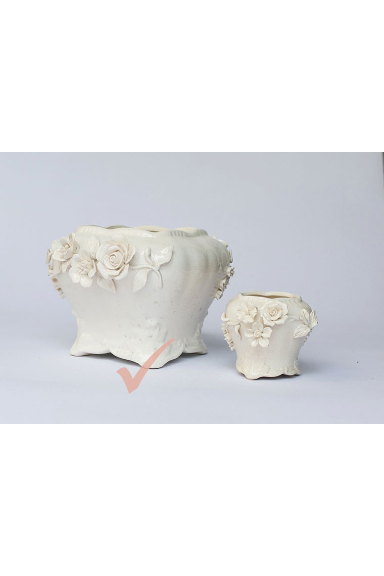 Large Cream China With Roses