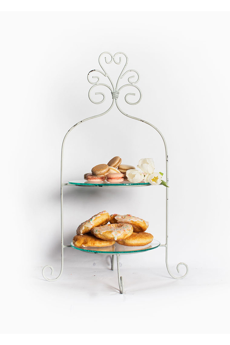 2 Tier French Blue With Glass 2 Tier French Blue With Glass