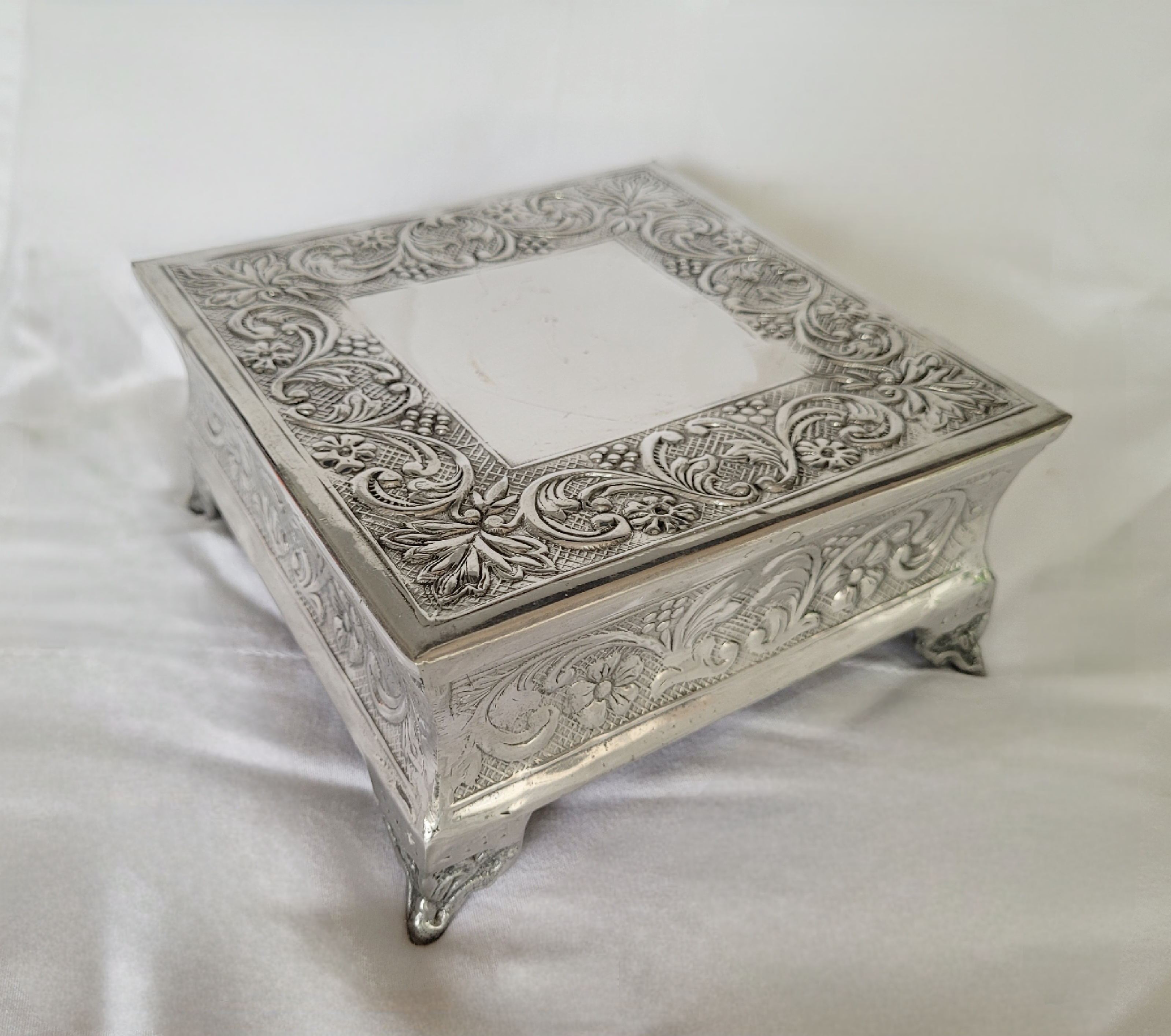 Small Square Silver Pewter Stand