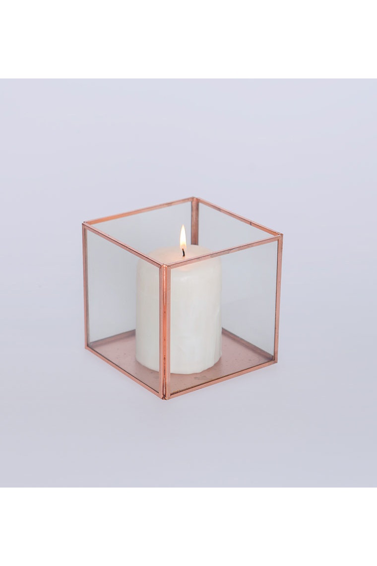 Large Rose Gold And Glass Tank Vase