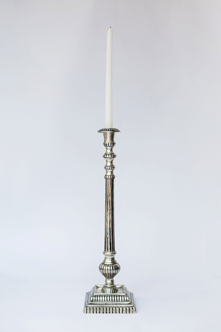 Victorian Silver Square Candlestick Victorian Silver Square Candlestick