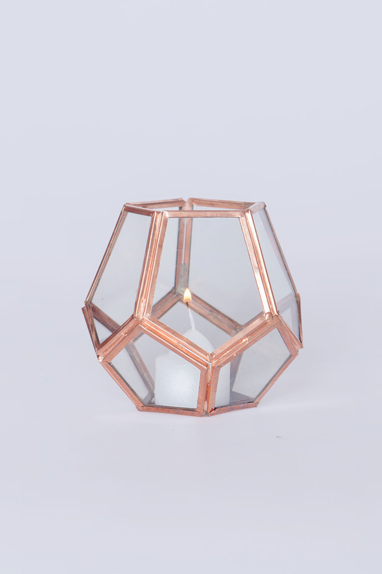 Small Geo Rose Gold Lantern