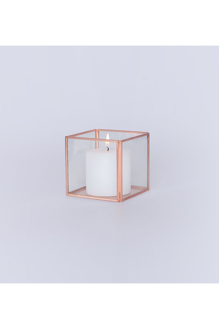 Small Rose Gold And Glass Tank Vase